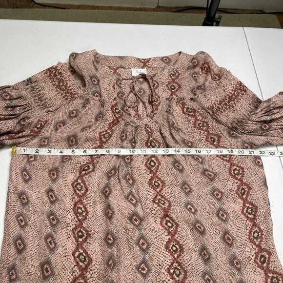 Parker 100% Silk Pleated Balloon Sleeve Peasant Blouse Women's XS Snakeskin‎ - Picture 8 of 10